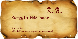 Kurgyis Nándor névjegykártya