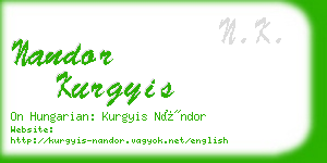 nandor kurgyis business card